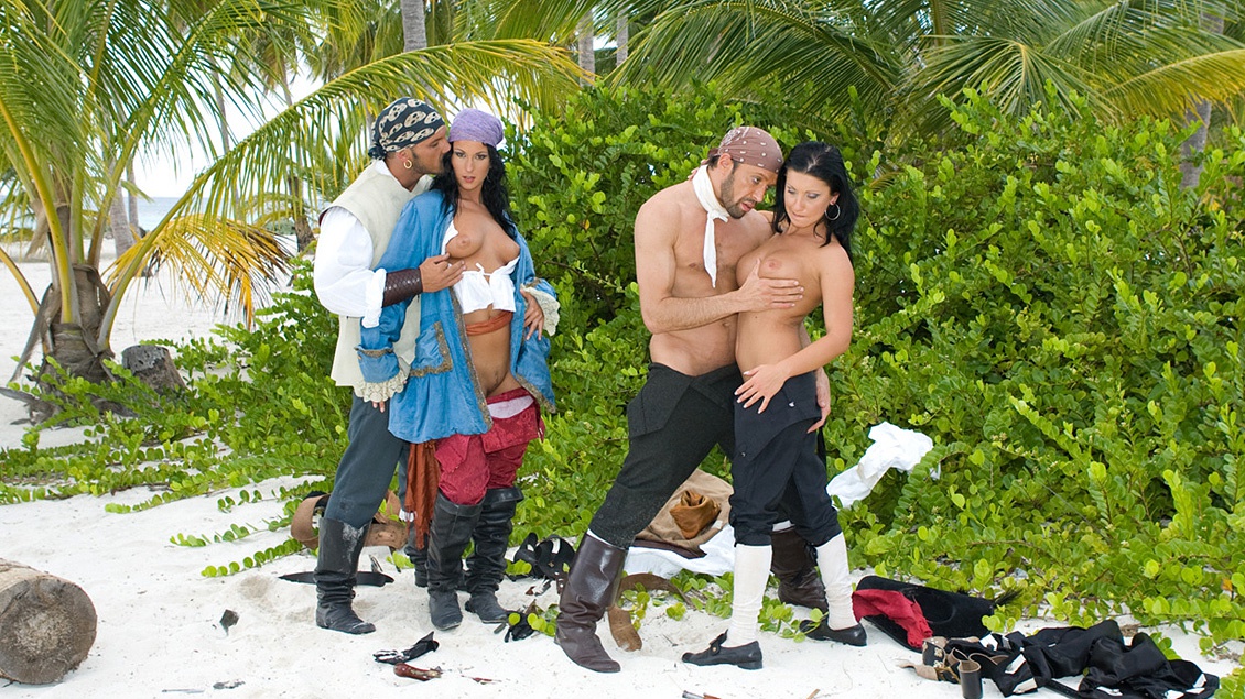 Nikky Rider and Simonne Style Get a DP While Having Group Sex on Beach (Nikky Rider,Simonne Style)